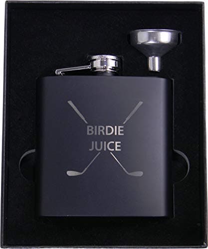 CustomGiftsNow Birdie Juice Golf Flask with Funnel and Gift Box (black)