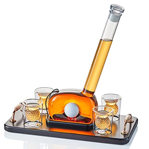 CRAFTGEN CRAFTGEN Golf Whiskey Decanter Set (750ml plus 4 shot glasses)