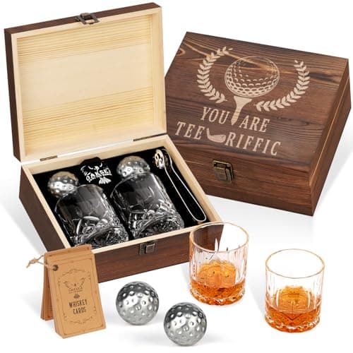 Unbranded Golf Ball Whiskey Stones Set (2 glasses, 2 chilling balls, tongs)